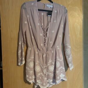 Wayf Pink 3/4 Sleeve Embellished Blouse